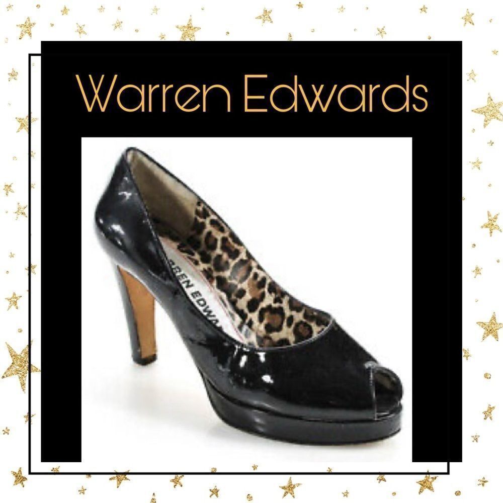 Warren Edwards Designer Peep Toe Black Pumps 8.5